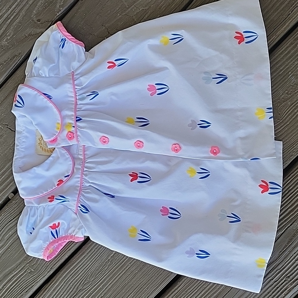 The Beaufort Bonnet Company tulip white floral dress size 12-18m